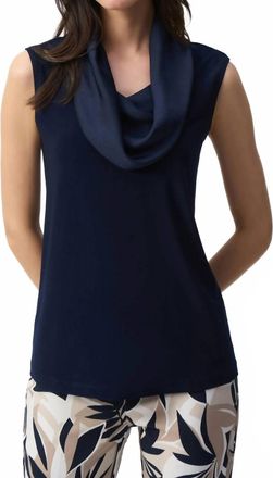 Joseph Ribkoff Cowl Neck Sleeveless Top In Midnight Blue