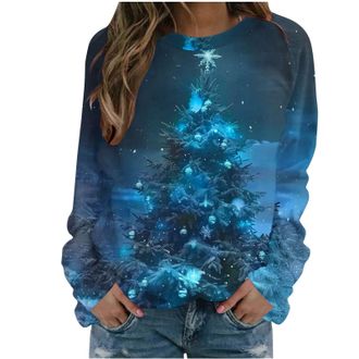 Generic Christmas Jumpers for Women Funny Christmas Sweatshirt for Women Sweatshirt Uk Ladies Jumpers Cute Sweaters Print and Sweaters Lightweight Pullover Uk