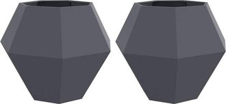 vidaXL Jardinera 2 Pcs Antracita 100 X 100 X 80 Cm Acero Vidaxl