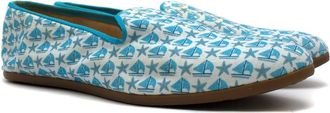 Galet Sailboats & Starfish Print Cotton Loafers Size 42