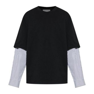 Jil Sander Long Sleeve Tops, male, Black, Size: XL Striped Long-Sleeved T-Shirt