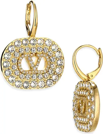 Valentino Garavani VLOGO Signature Pav&egrave; Earrings in Gold at Nordstrom