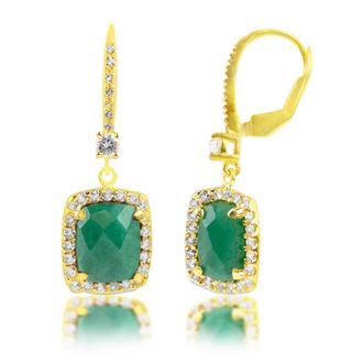 MAX + STONE 18k Gold Over Sterling Silver 6.2 Ct. Cushion Cut Gemstone Dangle Earrings