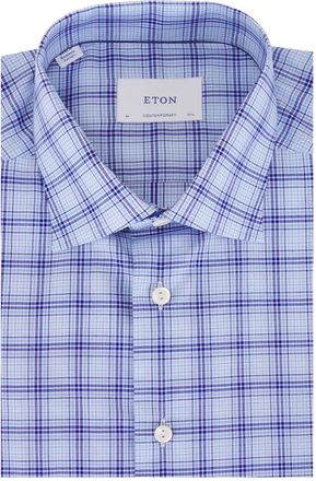 Eton Geruit overhemd - Blauw