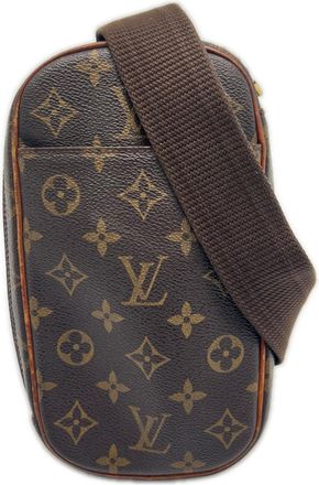 Louis Vuitton Monogram Brown Coated Canvas Leather Pochette Shoulder Bag (Pre-Owned)