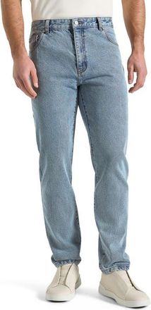 Mani&egrave;re De Voir DN001 Tapered Fit Jeans in Mid Blue at Nordstrom, Size 38