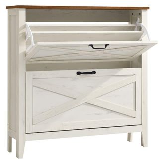 Vasagle Mueble zapatero estrecho con cajones de color blanco r&uacute;stico