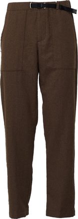 White Sand Drawstring Washed Wool Straight-Leg Pants