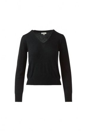 Kinross Cashmere Womens Fine Gauge Crystal Tee In Black