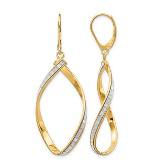 Diamond2Deal 14K Yellow Gold Glimmer Infused Twisted Drop Dangle Earrings