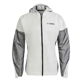 adidas Terrex Agravic Pro Trail Running Rain Jacket Asia Sizing White Black H44115