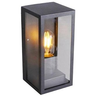 Trade Shop Trade Shop Traesio - Trade Shop - Porta Lampada Esterno Vetro Vt8517 Grigio Matto E27 Ip44 Retro Illuminazione