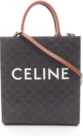 Celine Borsa a tracolla Triomphe Vertical Cabas piccola in tela cerata 2021-2025 - Nero
