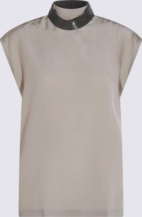 Brunello Cucinelli Beige Silk Top