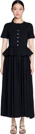 Sandro Peplum knit maxi dress in Black at Nordstrom, Size 38 Eu