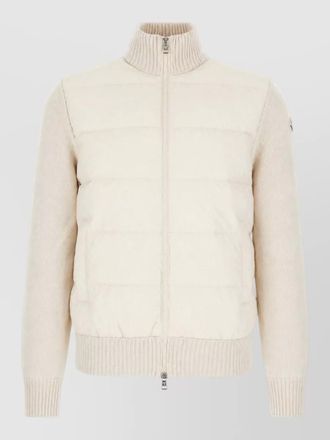 Moncler quilted front sweater ribbed collar cuffs hem