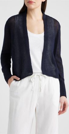 Eileen Fisher Open Front Organic Cotton Cardigan in Ink at Nordstrom, Size Xx-Small