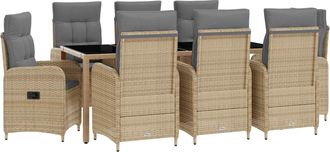 vidaXL Juego De Comedor Para Exteriores 9 Uds. Beige Y Gris Claro Vidaxl