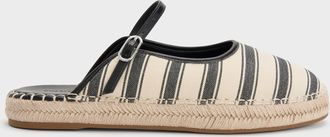 Charles & Keith Striped Mary Jane Espadrille Mules