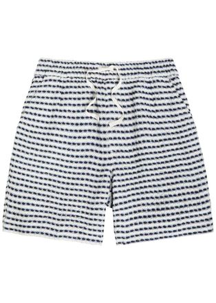 CH&Eacute; Studios Che Riita Textured Patterned Linen Shorts - Navy - XL