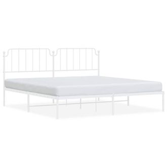 Berkfield Home Metal Bed Frame with Headboard White 193x203 cm