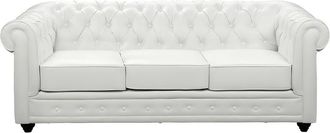 VENTE-UNIQUE.COM Sof&aacute; fijo piel sint&eacute;tica 3 plazas blanco 205x88cm