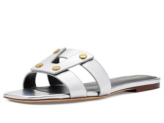 Veronica Beard Via Slide Womens Wedge Shoes Silver Leather : 7.5 M, Leather/Rubber