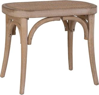 Wanderlust Deco Banqueta de madera con asiento de ratán 55x37x47h cm