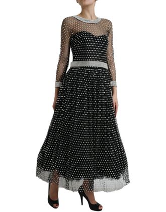 Dolce & Gabbana Womens Crystal-Embellished Nylon Dress Black