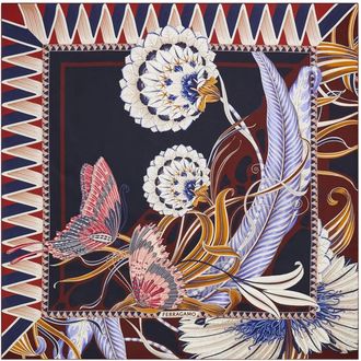 Ferragamo Foulard con stampa farfalla - Blu
