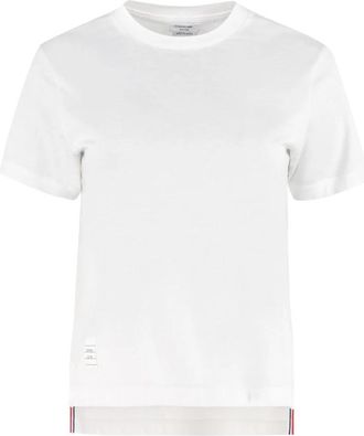 Thom Browne Tricolor Detail Katoenen T-shirt - Dames - T-shirts - Wit - M - Katoen - Tops