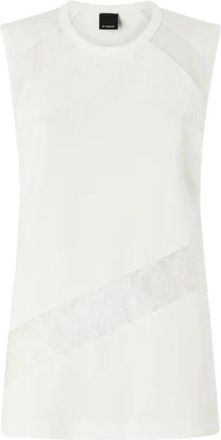 Pinko Molly Knit Mouwloze Top - Dames - Tops zonder mouwen - Wit - S - Katoen - Tops