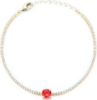 Sphera Milano 14K Gold Plated Cubic Zirconia Tennis Bracelet in Gold/red at Nordstrom Rack