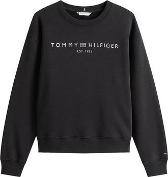 Tommy Hilfiger Logo Crewneck Sweatshirt - Dames - Sweatshirts - Zwart - 2XS - Katoen - Hoodies & sweatvesten