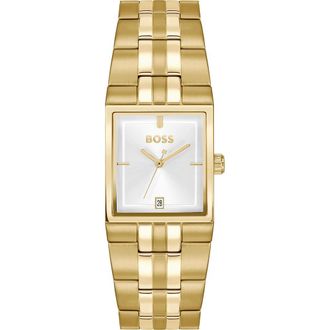 BOSS Strivo Goldtone Tank Bracelet Watch, 25.6mm x 28mm in Silver at Nordstrom