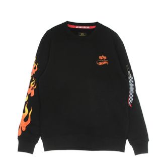 Alpha Industries Alpha Industries, Sweatshirts, male, Black, Size: L Flame Sweater Hot Wheels Crewneck Sweatshirt