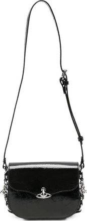 Vivienne Westwood Tassen, Dames, Zwart, ONE Size, Leer, Orb Plaque Crossbody Tas