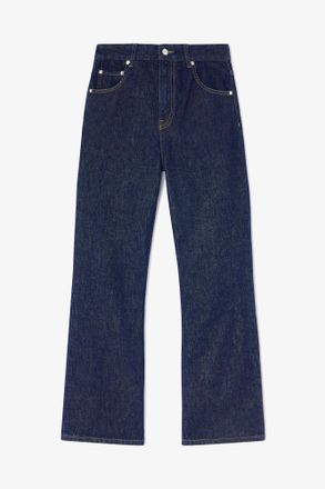 Ganni Navy Betzy Cropped Jeans in Dark Rinse Denim - Size 24W/33L Organic Cotton