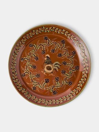 Poterie d'&Eacute;vires Chickens Hand-Painted Ceramic Round Platter