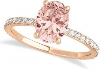 Allurez Oval Morganite & Diamond Hidden Halo Engagement Ring 14k Rose Gold (0.76ct)