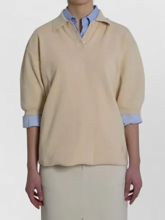 Frankie Shop nola knit polo shirt puff sleeves