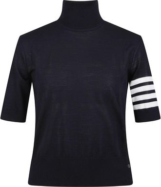 Thom Browne Short-Sleeve Ribbed Wool Top