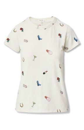 Rag & Bone Allover Print Short Sleeve Cotton T-Shirt in Ivory Multi at Nordstrom Rack, Size Xx-Small Regular