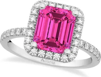 Allurez Emerald-Cut Pink Tourmaline & Diamond Engagement Ring 14k in 3.32Ct/white Gold at Nordstrom, Size 5.5