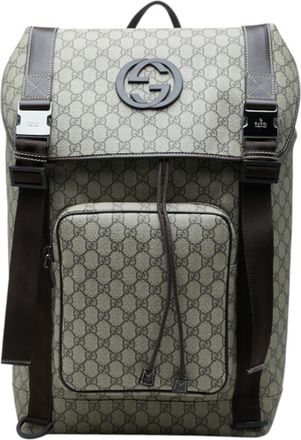 Gucci Beige Brown Pvc Leather Backpack (Pre-Owned)