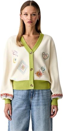 Never Fully Dressed Abstract Embroidered Cardigan - Dames - Vesten - Veelkleurig - XS - Truien & Vesten