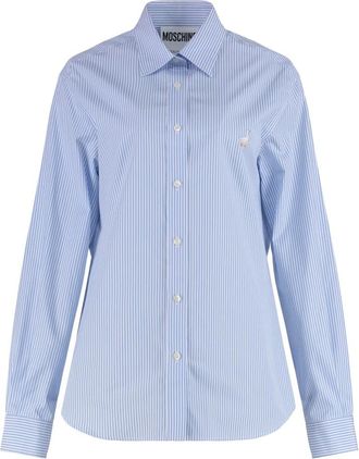 Moschino Gestreept katoenen overhemd - Dames - Overhemden - Blauw - L - Katoen - Overhemden