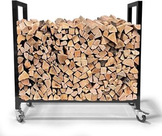 Quick-Star Quick-star - Kaminholzregal 65 X 25 X 65 Cm Mit Rollen Verzinkt Innen Und Aussen, Mobil Metall Brennholzregal Kaminholzlager Stapelhilfe Kaminholzunte