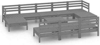 vidaXL Vidaxl - Juego De Muebles De Jard&iacute;n 11 Piezas Madera Maciza De Pino Gris