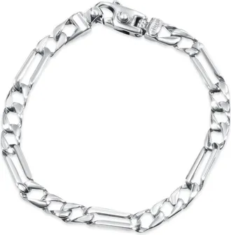 Pompeii3 Mens Figaro Link 14k Gold (18gram) or Platinum (32gram) 6.5mm Bracelet 8.5
